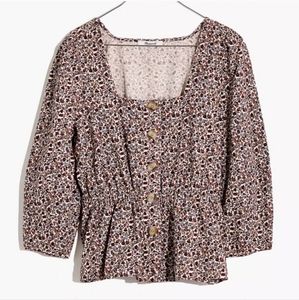 Madewell Corduroy Button-Front Peplum Top in Harvest Vine - Medium LIKE NEW!